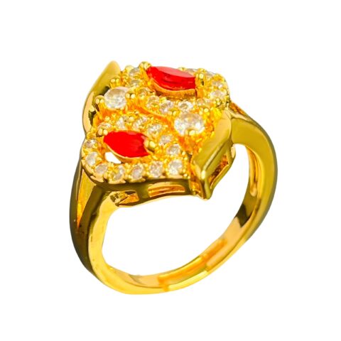 Crimson Whiskers Golden Cat Ring Ruby Gems