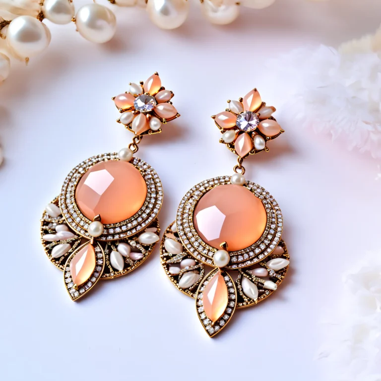 Peach Petal Elegance Earrings - Teddy Jewellers