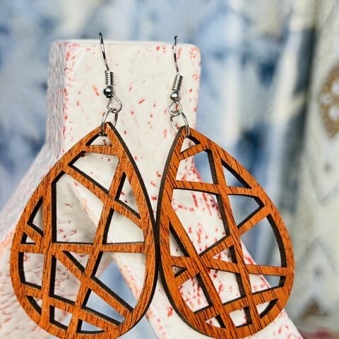 Wooden Grid Earrings